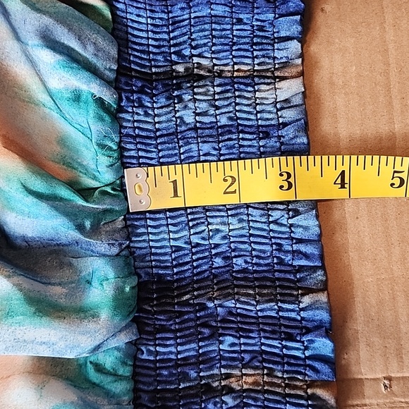 Marc New York blue/green elastic hem pullover blouse-M - Picture 6 of 9